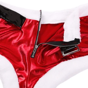 Moterų Kalėdų Dress Raudonos Blizgios Metalinės Apkarpyti Viršūnes su Šortai Kepurės Pirštinės Rinkiniai Ponia Claus Apranga Išgalvotas Cosplay Sexy Kalėdos Kostiumas