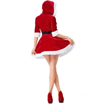 Moterų Kalėdų suknelė Kalėdų Senelis Dress Seksuali Santa Baby Kostiumas 2019 Raudona Seksualus Cosplay Kostiumų Naujųjų metų šalis suknelė su Skrybėle diržas