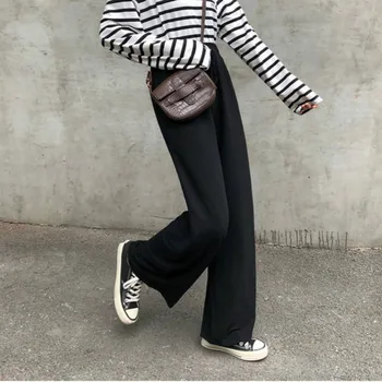 Moterų Kelnės Aukštu Juosmeniu Sutraukiamas Atsitiktinis Tiesiai Visas Ilgis Aksomo Stora Kelnės Moterų Šiltas, Stilingas, Paprastas Laukinių Streetwear