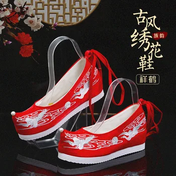 Moterų Kinų Stiliaus Tradicinių Retro Gėlių Siuvinėti Bateliai Mergina Šokių Hanfu Vieną Batai Yue Operos Tvarstis Trumpi Batai