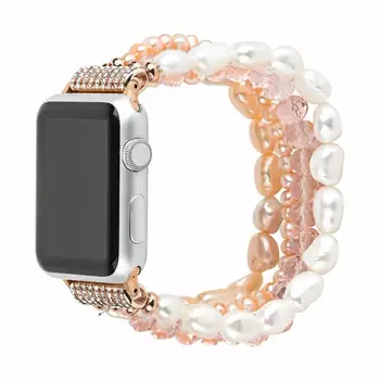 Moterų Krištolo ir Deimantų, Perlų Diržu, Apple Watch Serijos 6 5 4 3 2 1 Juostos Papuošalai Apyrankė iWatch 38/40mm 42/44mm Watchband