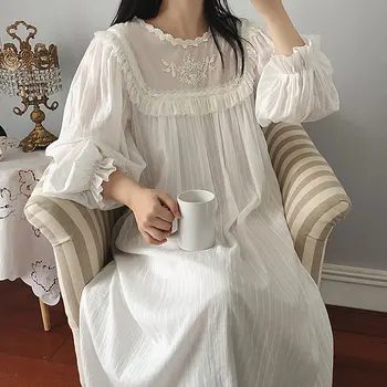 Moterų Lolita Suknelė Princesė Sleepshirts Senovinių Rūmų Stiliaus Nėrinių Aplikacija Nightgowns.Viktorijos Nightdress Lounge Sleepwear