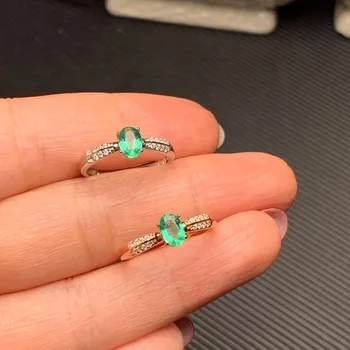 Moterų Naują Žiedą Gamtos Smaragdas Žiedas 925 Sidabras, Paprastas Dizainas, Švieži ir Puikus Stilius
