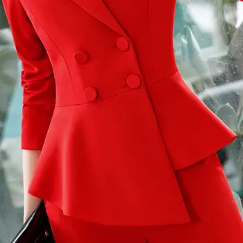Moterų Raudonas Švarkas Slim Pavasarį, Rudenį Naujas Elegantiškas Office Lady Striukė Darbo Kostiumas Susiėmę Dvigubo Breasted Švarkas Kietas Dushicolorful