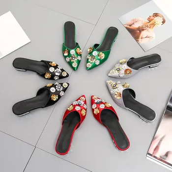 Moterų Sandalai Salto Šlepetės Bling Gėlių Pažymėjo Tne 2019 M. Vasaros Stiliaus Bateliai Moteris Mada Pleištai Platforma Moterų Skaidres Ponios