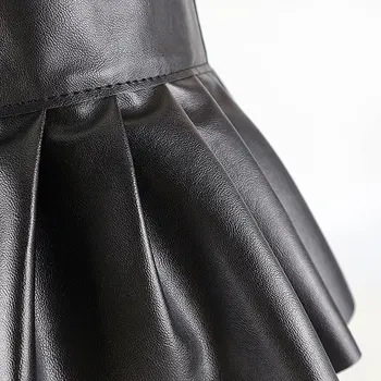 Moterų Sexy Mini Sijonai Ponios Femem Dirbtiniais Odos Plisuotos Pusės Split Papuoštas Dygliuotos Sijonas Vakare Šalių Clubwear