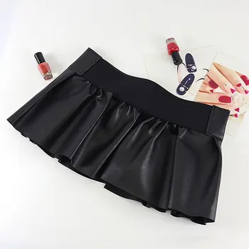 Moterų Sexy Mini Sijonai Ponios Femem Dirbtiniais Odos Plisuotos Pusės Split Papuoštas Dygliuotos Sijonas Vakare Šalių Clubwear