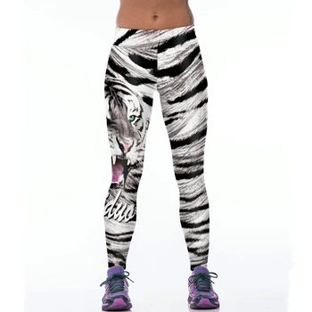 Moterų Sportas Antblauzdžiai Aukšto Liemens Kelnės Veikia Capris Slim Sveikatingumo Bėgimas Jeggings Tiger Stripes 3D Spausdinimo sporto Salė Quick Dry Kelnės