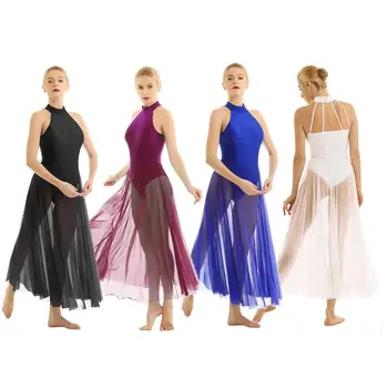Moterų Suaugusiųjų Baleto Šokių Suknelė Šiuolaikinio Modernaus Baleto Leotard Bodysuit, kurių Akies Sijonas Juoktis Kaklo Baleto Triko Moterims