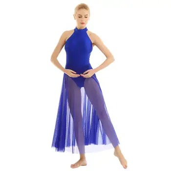 Moterų Suaugusiųjų Baleto Šokių Suknelė Šiuolaikinio Modernaus Baleto Leotard Bodysuit, kurių Akies Sijonas Juoktis Kaklo Baleto Triko Moterims