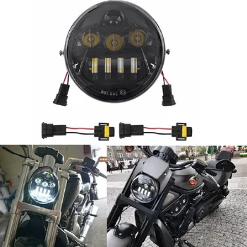 Motociklo Aliuminio Juodas priekinis žibintas, Skirtas Harley V Rod VROD VRSCA VRSC priekinis žibintas VRSC/V-ROD Motociklo LED Žibintų Su TAŠKU E9
