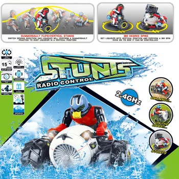 Motociklų 2.4 G nuotolinio valdymo amfibijas vaikas motociklo rc valtis Pasukimo lūžio off-road rc kaskadininkų automobilių vaikams žaislas modelis dovana