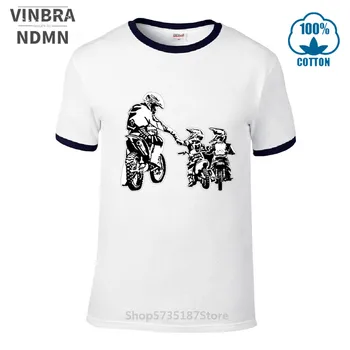 Motociklų Motokroso Dviratininkas Tėtis Ir Vaikai Dirt Bike Riders Dovanų sportinius marškinėlius, Derliaus Tėvo diena, gimtadienis marškinėlius Tėvų-vaikų marškinėliai
