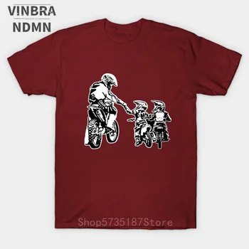 Motociklų Motokroso Dviratininkas Tėtis Ir Vaikai Dirt Bike Riders Dovanų sportinius marškinėlius, Derliaus Tėvo diena, gimtadienis marškinėlius Tėvų-vaikų marškinėliai
