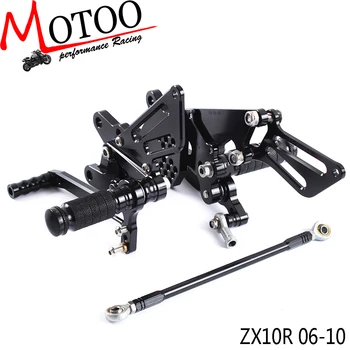 Motoo - Visiškai CNC Aliuminio Motociklo Reguliuojamas Rearsets Galiniai Rinkiniai Koja Vinys Už KAWASAKI ZX10R ZX-10R 2006-2010 m.