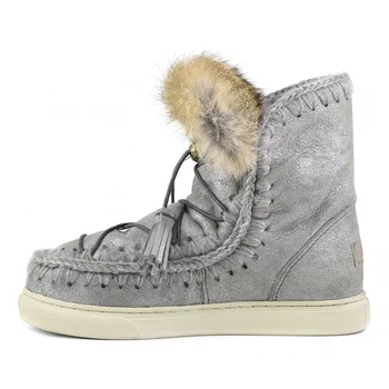 Moug žiemos batai moterims sniego batai originalus eskimų 18cm sneaker rankų darbo, avikailio platforma ponios čiurnos batai