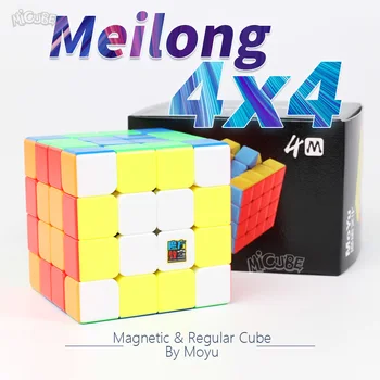 Moyu Meilong M Magnetinių Kubas 4 x 4 & Reguliariai 4x4x4 Greitis Magic Cube Puzzle Strickerless Cubo Magico Meilong 4M Žaislai Vaikams