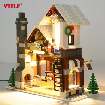 MTELE Led Šviesos Nustatyti Kūrėjas Žiemos Kaimas Žaislų Parduotuvė Suderinama Su Modelio 10249