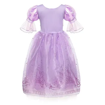 MUABABY Mergaičių Rapunzel Dress up Drabužius Blyksnius Rankovės Deluxe Princesė Kostiumu Mergina Fantazija Gimtadienio Helovinas Šalis