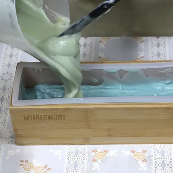 Muilo Tortas pelėsių silikoninis įdėklas su Bambuko medienos dėžė 1.4 L didelio dydžio, Naujas Patentuotas gaminys, už muilą, todėl prekes