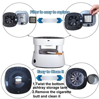Multifunkcinis Oro Valytuvas Peleninę, Kaljanų Filtras su Aktyvintos Anglies Pašalinti Formaldehido Dezodorantas USB Įkrovimo
