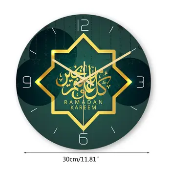 Musulmonų Modelis Laimingas Eid Sieninis Laikrodis Apvalios 3D Akrilo Silent Ne-tiksi Laikrodis