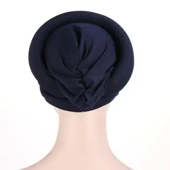 Musulmonų Moterys Vientisos Spalvos Kaktos Kryžiaus Turbante Chemo Skrybėlę Arabų Galvos Skara Hijab Femme Musulman Turbaną Kepurės Variklio Dangčio Headwraps