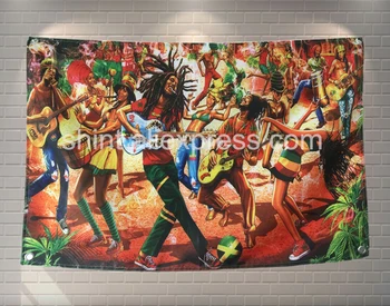 Muzikos Roko Grupė Šokių Reggae Rasta Šalies Vėliavos Banner Poliesteris 144* 96cm Pakabinti ant sienos 4 grommets Užsakymą Vėliavos patalpų