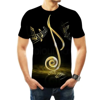 Muzikos įrašus 3D atspausdintas T-shirt populiariausių hip-hop muzikos gitara Jersey rankovėmis vyriški gatvės moteriški marškinėliai