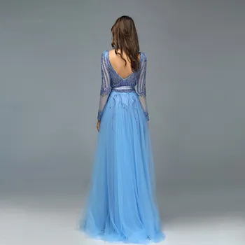 Mėlyna Dubajaus Prabanga V Kaklo Blizgučiais Linksmam Vakaro Suknelės Ilgomis Rankovėmis Duobute Vakare Chalatai Giedras Hill Plius Dydis