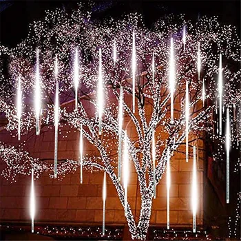 Mėlynas Lietus, Žibintai Meteoras Dušas Lietaus LED Žibintai 50/30CM 8 Vamzdžiai Kalėdų Eglutė Varveklis String dega Vestuves
