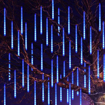 Mėlynas Lietus, Žibintai Meteoras Dušas Lietaus LED Žibintai 50/30CM 8 Vamzdžiai Kalėdų Eglutė Varveklis String dega Vestuves