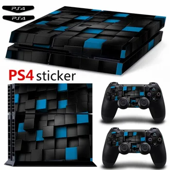 Mėlynos ir Juodos spalvos Kvadrato Ps4 Lipdukas Vinilo Padengti Decal PS4 Odos PS4 Konsolės ir 2 Kontroleriai