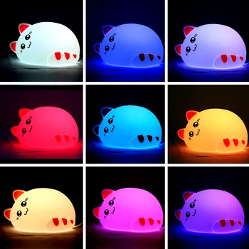 Naktį šviesos Lempa USB Įkrovimo Animaciją Kačių LED Gyvūnų Stype Silikono Minkštas Kūdikio Vaikų Lempa Vaikams Nakties šviesos Dovana