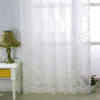 Namų Deco Vien Šukutės Siuvinėjimo Baltųjų Gėlių Amerikietiško Stiliaus Lango Užuolaidų Lazdele Kišenėje Įvorės už Kambarį