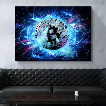 Namų Dekoro Bitcoin Spaudinių Tapybos Neono Švytėjimas Nuotraukas Mados Sienos Meno Modulinės Šiaurės Šalių Šiuolaikinės Drobė Plakatas Lovos Fone
