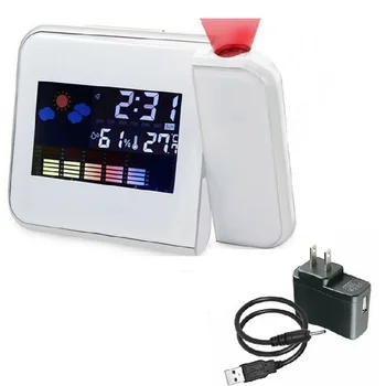 Namų USB Įkrovimo Projekcija, Skaitmeninis Oro Temperatūra LCD Atidėti Žadintuvo Namų Miegamajame FM Radijo Žadintuvas