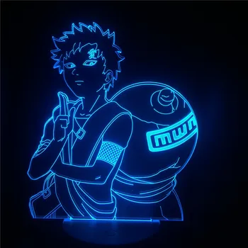 Naruto Gaara Lampara Žaislai Lentelė, Šviesos, Naktiniai staleliai, Lempa 3D LED Spalva Keičiasi Naujovė Kūrybos Lėlės Dovana Anime Pav Naktinis Apšvietimas