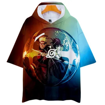 Naruto gobtuvu Marškinėliai vyrams 3D Spausdinimo Anime trumpomis rankovėmis marškinėlius vyrai moterys hiphop gobtuvu Marškinėliai Vyrams Harajuku Streetwear