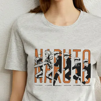 Naruto Spausdinti Moterų Marškinėliai Vasaros Atsitiktinis Marškinėliai trumpomis Rankovėmis O-Kaklo Grafinis Vyriški T-shirt Ladies Pilkos spalvos Marškinėlius Viršūnes Tees Moteris