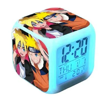 Naruto Veiksmų Skaičius, 7 Spalvų LED Blykstė Keitimas Naktį Šviesos PVC Žadintuvas Kurama Hinata Sasuke Japonijos Anime ir Animacinių filmų Žaislai