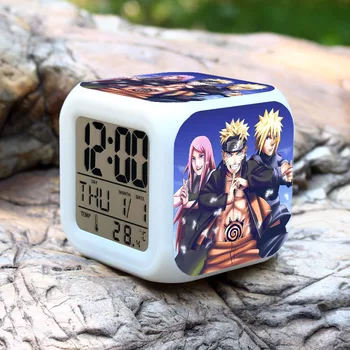 Naruto Veiksmų Skaičius, 7 Spalvų LED Blykstė Keitimas Naktį Šviesos PVC Žadintuvas Kurama Hinata Sasuke Japonijos Anime ir Animacinių filmų Žaislai