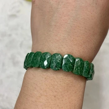 Natūrali žalioji epidote akmens karoliukai apyrankių natūralus akmuo juvelyrikos bangle už moters vyras dovanų didmeninės