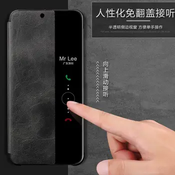 Natūralios Odos Flip Cover Atveju, Huawei P20 30 P40 Pro Touch Peržiūrėti Coque Prabanga Klasikinį Verslo Telefoną Krepšys