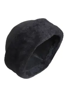 Natūralios Odos Kailinius Į Beretė Skrybėlę Žiemos Unisex Black žieminė kepurė ir kepuraitė