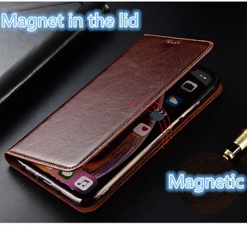 Natūralios odos magnetinio apversti telefoną atveju kortelės lizdas turėtojas Xiaomi Redmi Pastaba 8 Pro/Redmi Pastaba 8 telefonas maišas stovi atveju rubisafe