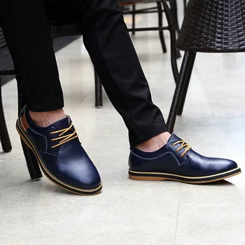 Natūralios Odos Suaugusiųjų Aukštos Kokybės Atsitiktinis Vyrų Batai Prabangių Italų Stiliaus Didelis Dydis Anglija Verslo Batus Atsitiktinis Shoes
