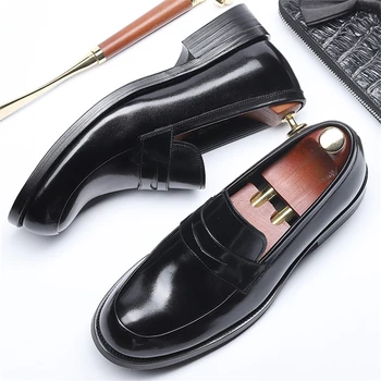 Natūralios odos vyrai brogue Verslo Vestuvių puotą batai atsitiktinis butai, batai senovinių rankų darbo oksfordo bateliai vyrams 2020 kavos