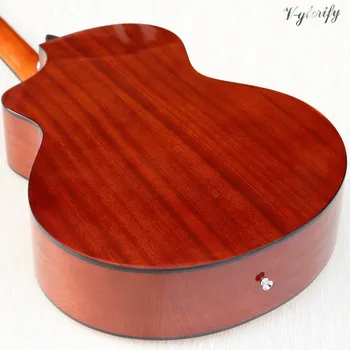 Natūralių spalvų medžio masyvo eglė viršų elektros akustinė gitara 41 colių 6 styginių, liaudies gitara su quare korpuso apdaila fingerboard