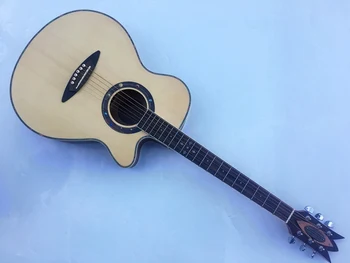 Natūralių spalvų visatos modelio elektros akustinė gitara hickory galinės ir šoninės 40 colių cutaway dizainas 6 styginių, liaudies gitara